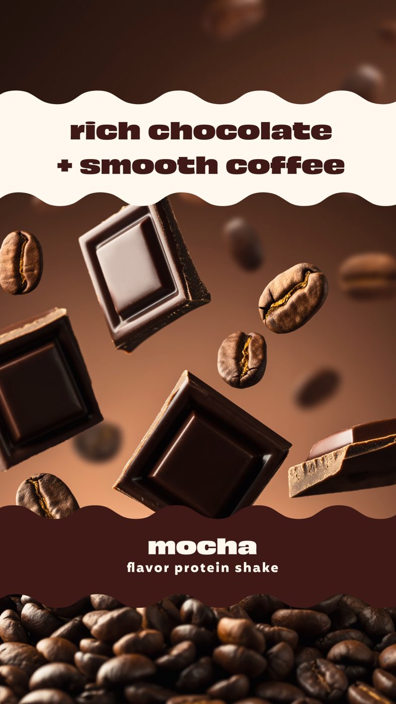 Premier Protein: “Rich chocolate + smooth coffee.”