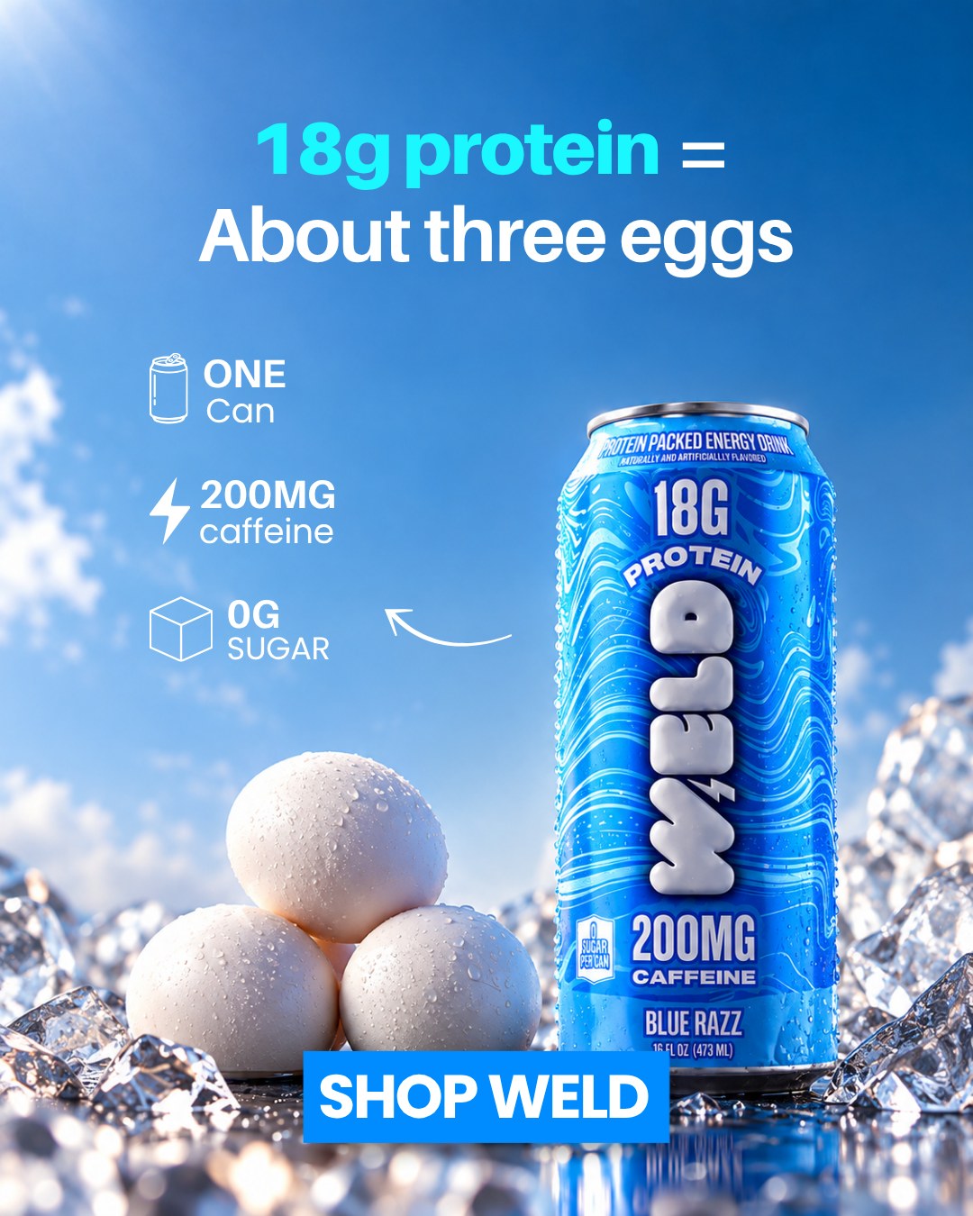 Sample static for WELD: 18g, in eggs